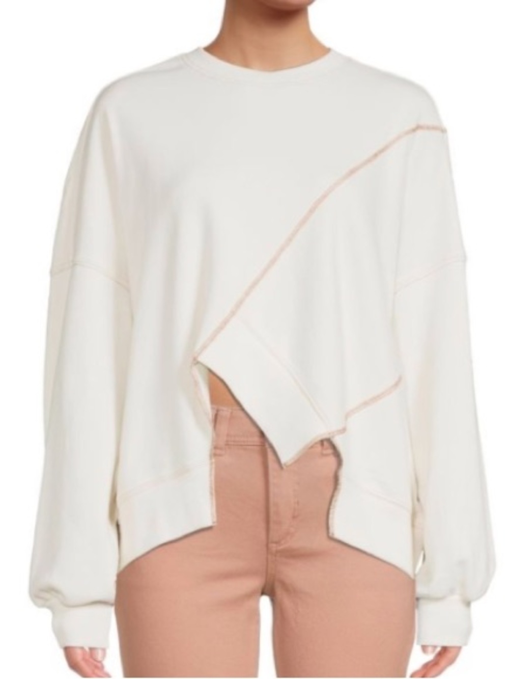 Pistola Denim Asymmetric Sarah Sweatshirt pullover, Cream, XS